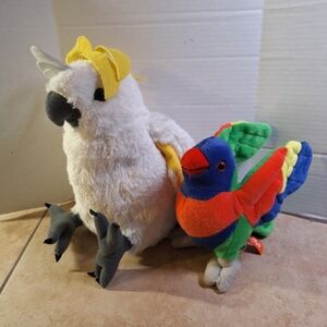 Wild Republic CK Cockatoo Plush Bird Parrot 12" Rainbow Lorikeet Australian 8"